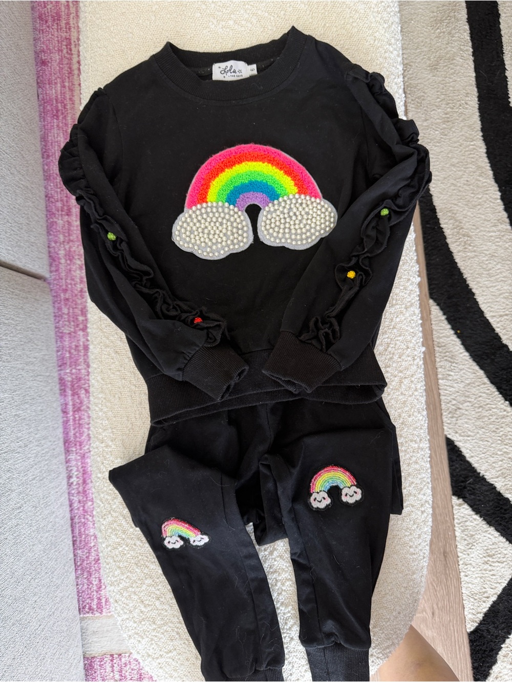 Lola And The Boys LIKE NEW. Ruffle Rainbow Cloud matching set.